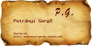 Petrányi Gergő névjegykártya